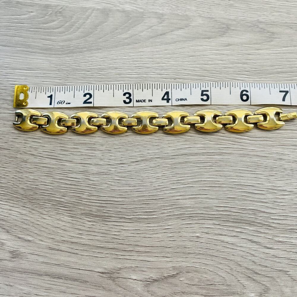 GIVENCHY Vintage Puffed Anchor Mariner Chain Link Gold Plated Bracelet 7” Luxe - Picture 6 of 7